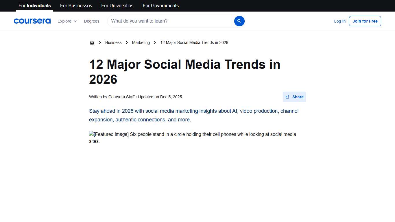 12 Major Social Media Trends in 2026 Coursera
